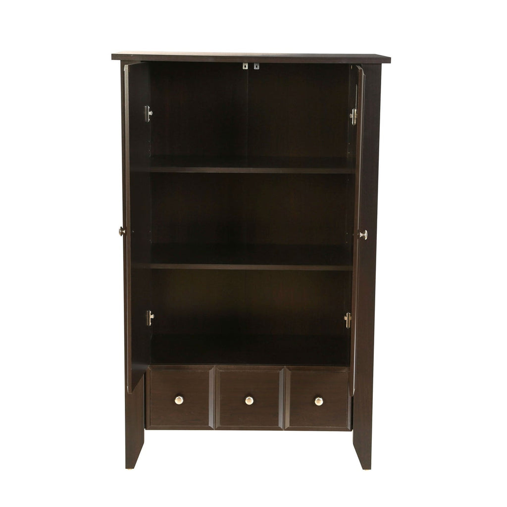 Bedroom Wardrobe Armoire Cabinet in Dark Brown Mocha Wood Finish - Deals Kiosk