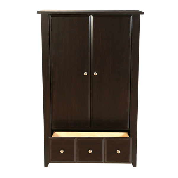 Bedroom Wardrobe Armoire Cabinet in Dark Brown Mocha Wood Finish - Deals Kiosk