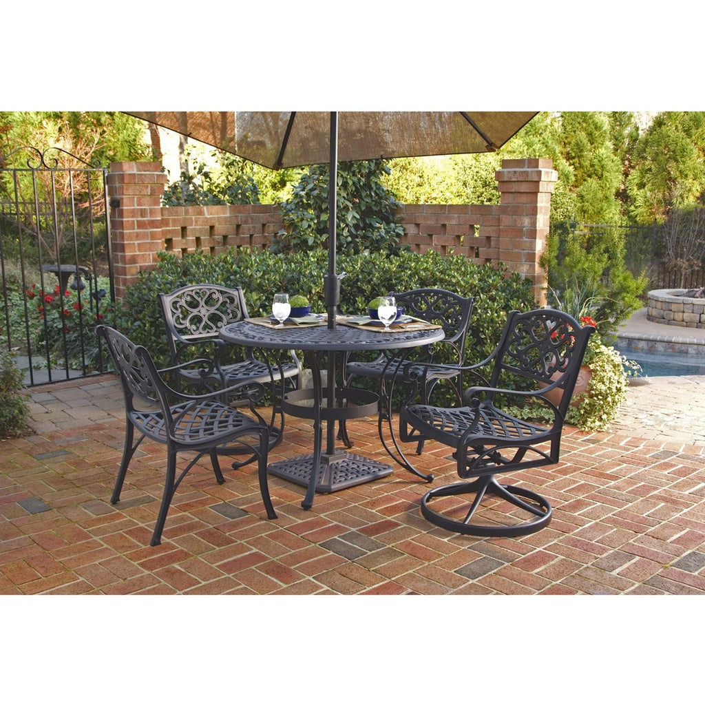 48-inch Round Black Metal Outdoor Patio Dining Table with Umbrella Hole - Deals Kiosk