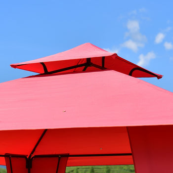 11 x 11 Ft Outdoor Patio Gazebo with Red Polyester Vented Canopy - Deals Kiosk