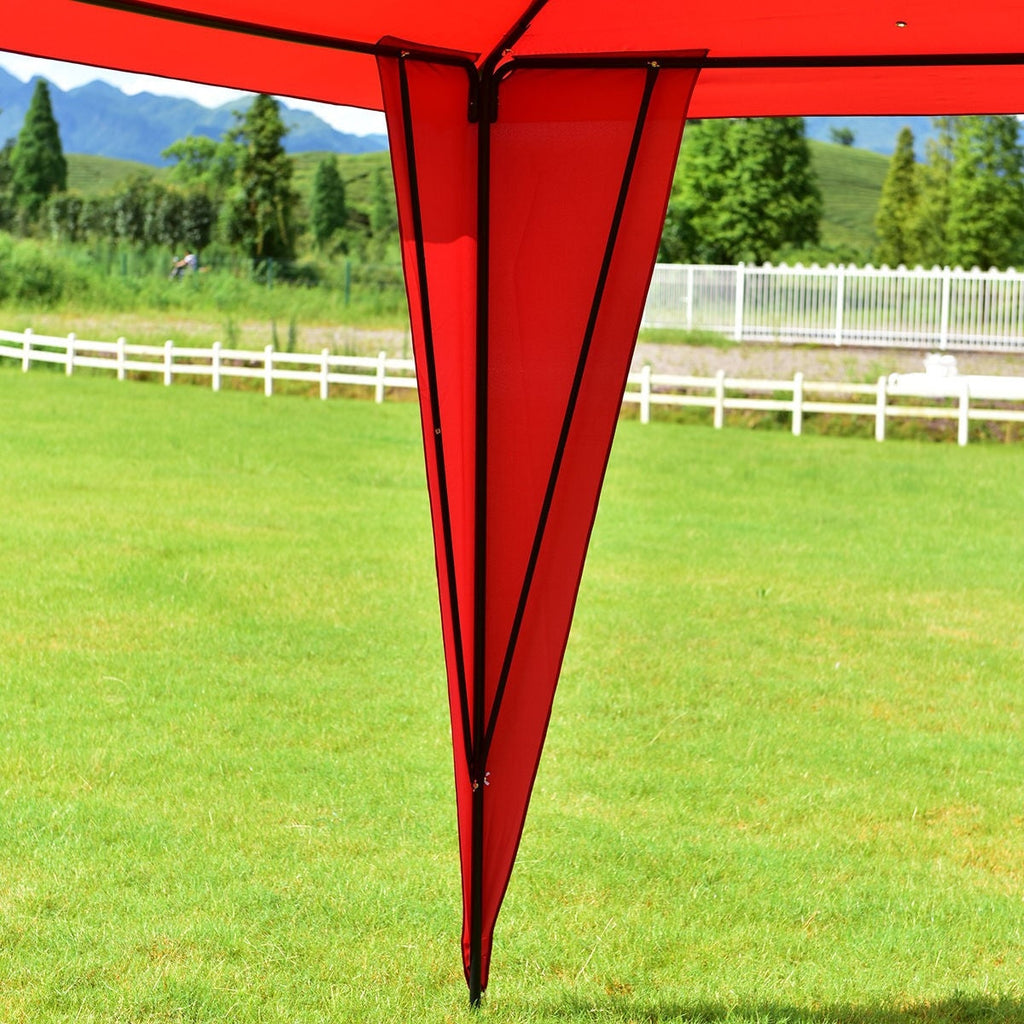 11 x 11 Ft Outdoor Patio Gazebo with Red Polyester Vented Canopy - Deals Kiosk