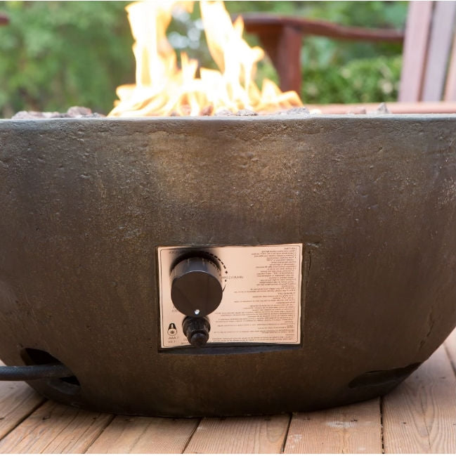 28-inch Round Gray Enviro Stone Fire Pit Bowl with Propane Tank Hideaway Table - Deals Kiosk