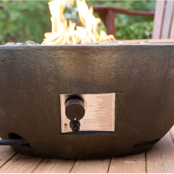 28-inch Round Gray Enviro Stone Fire Pit Bowl with Propane Tank Hideaway Table - Deals Kiosk