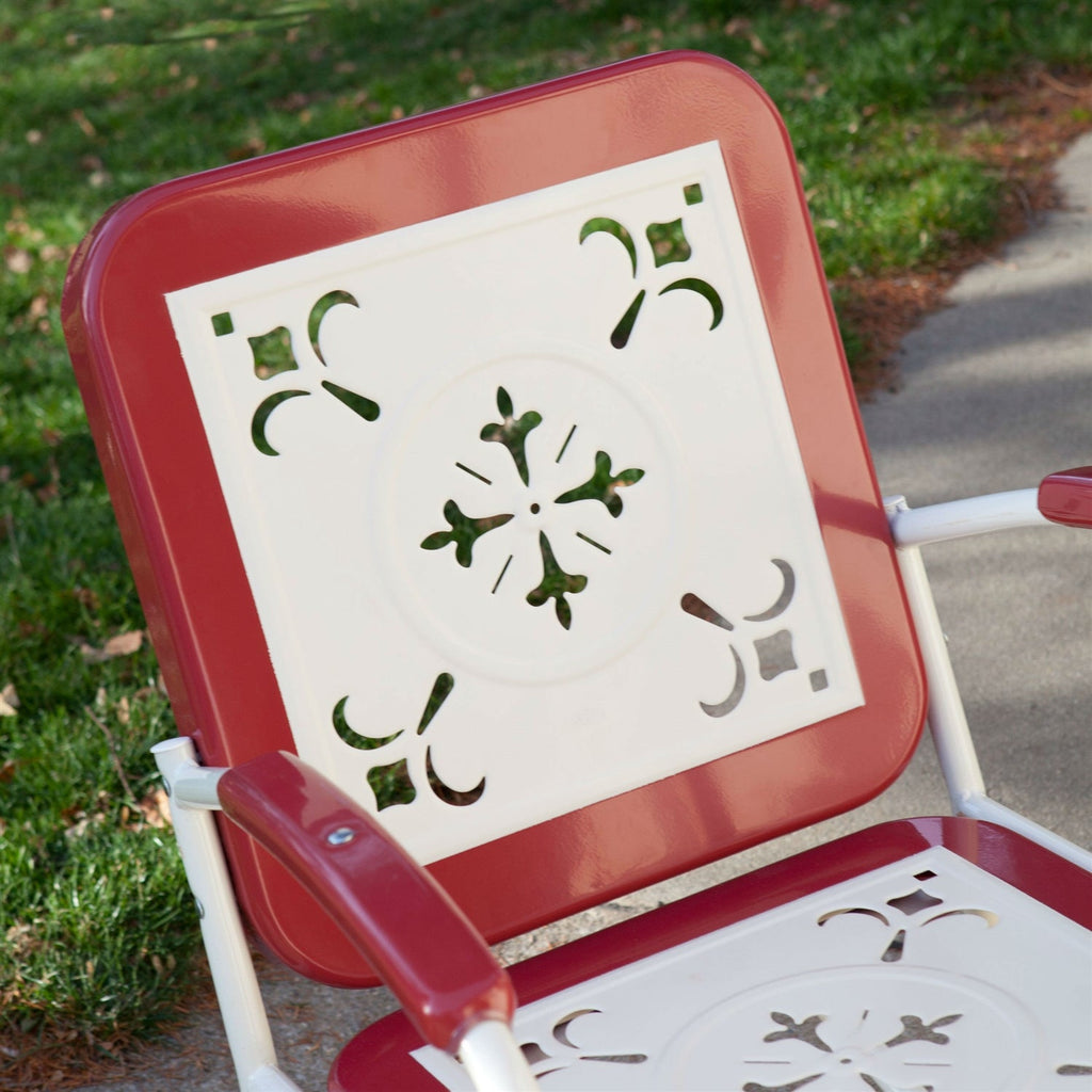 Cherry Red Retro Patio 3 Piece Metal Rocker Rocking Chair Set - Deals Kiosk