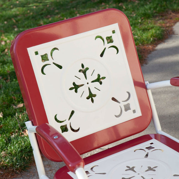 Cherry Red Retro Patio 3 Piece Metal Rocker Rocking Chair Set - Deals Kiosk
