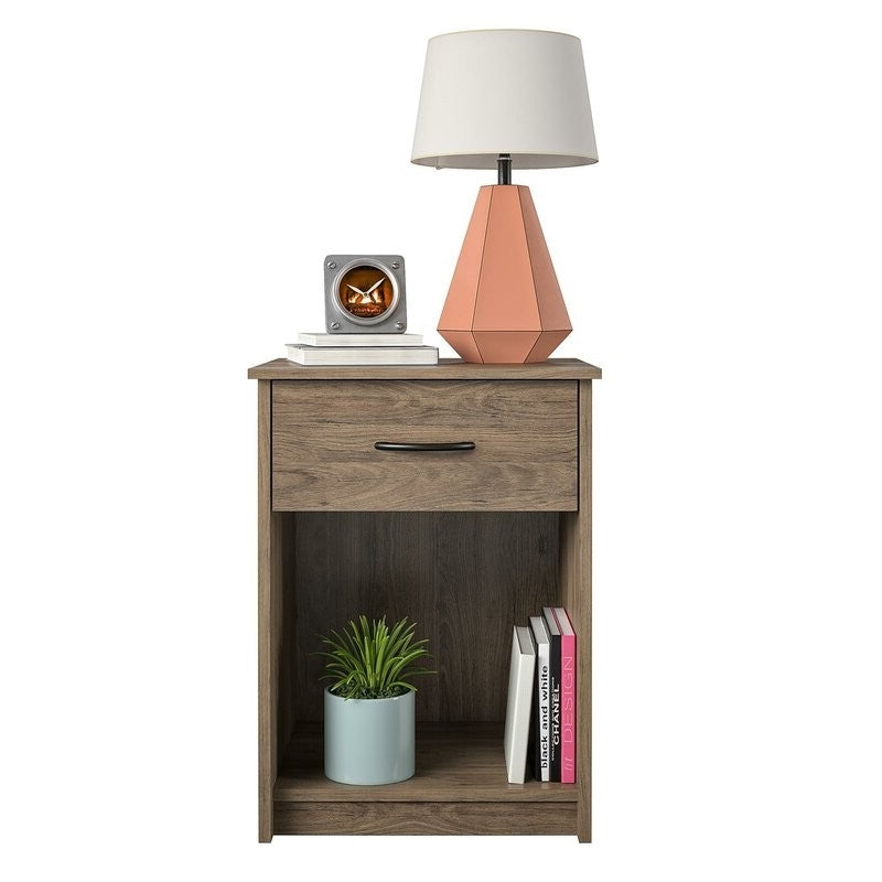 Bedroom 1-Drawer Nightstand End Table in Light Oak Wood Finish - Deals Kiosk