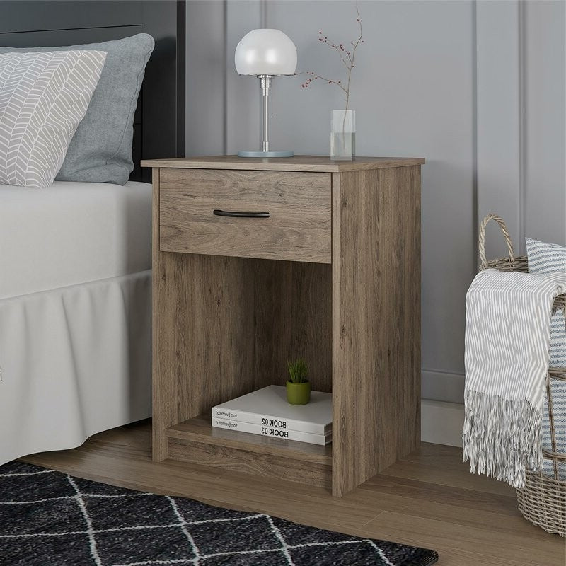 Bedroom 1-Drawer Nightstand End Table in Light Oak Wood Finish - Deals Kiosk