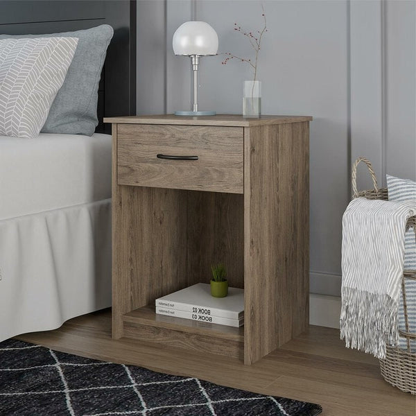 Bedroom 1-Drawer Nightstand End Table in Light Oak Wood Finish - Deals Kiosk