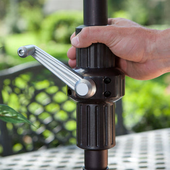 7.5-Ft Patio Umbrella with Dark Navy White Stripe Outdoor Fabric Canopy - Deals Kiosk