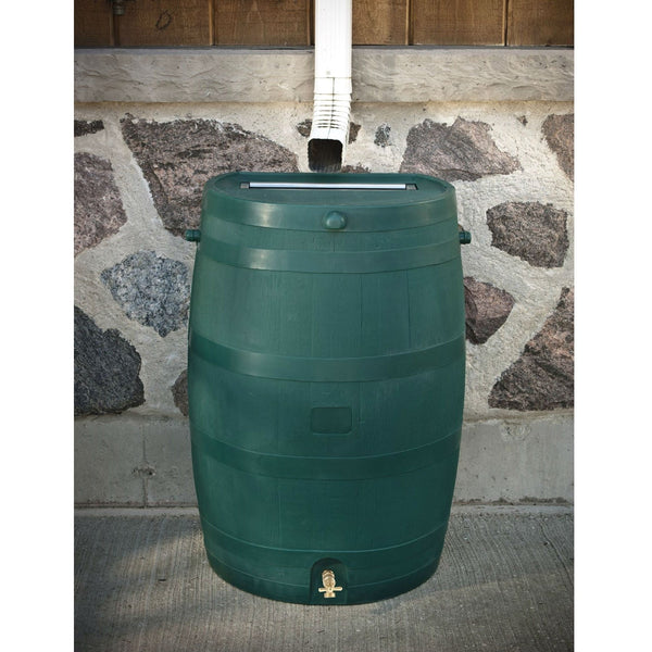 Green 50-Gallon Rain Barrel in UV Resistant Plastic w/ Brass Spigot - Deals Kiosk