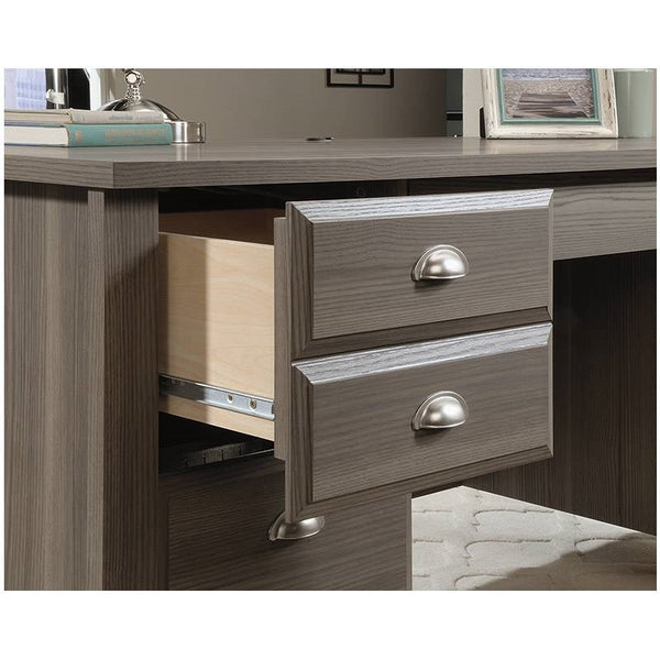 Gray Ash Brown Executive Computer Office Desk with Keyboard Tray - Made In USA - Deals Kiosk