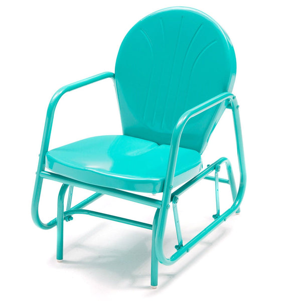Aqua Teal Turquoise Blue Outdoor Retro Modern Classic Patio Glider Chair - Deals Kiosk