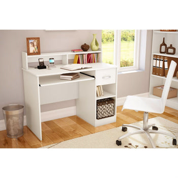 Contemporary Home Office Computer Desk in White Wood Finish - Deals Kiosk