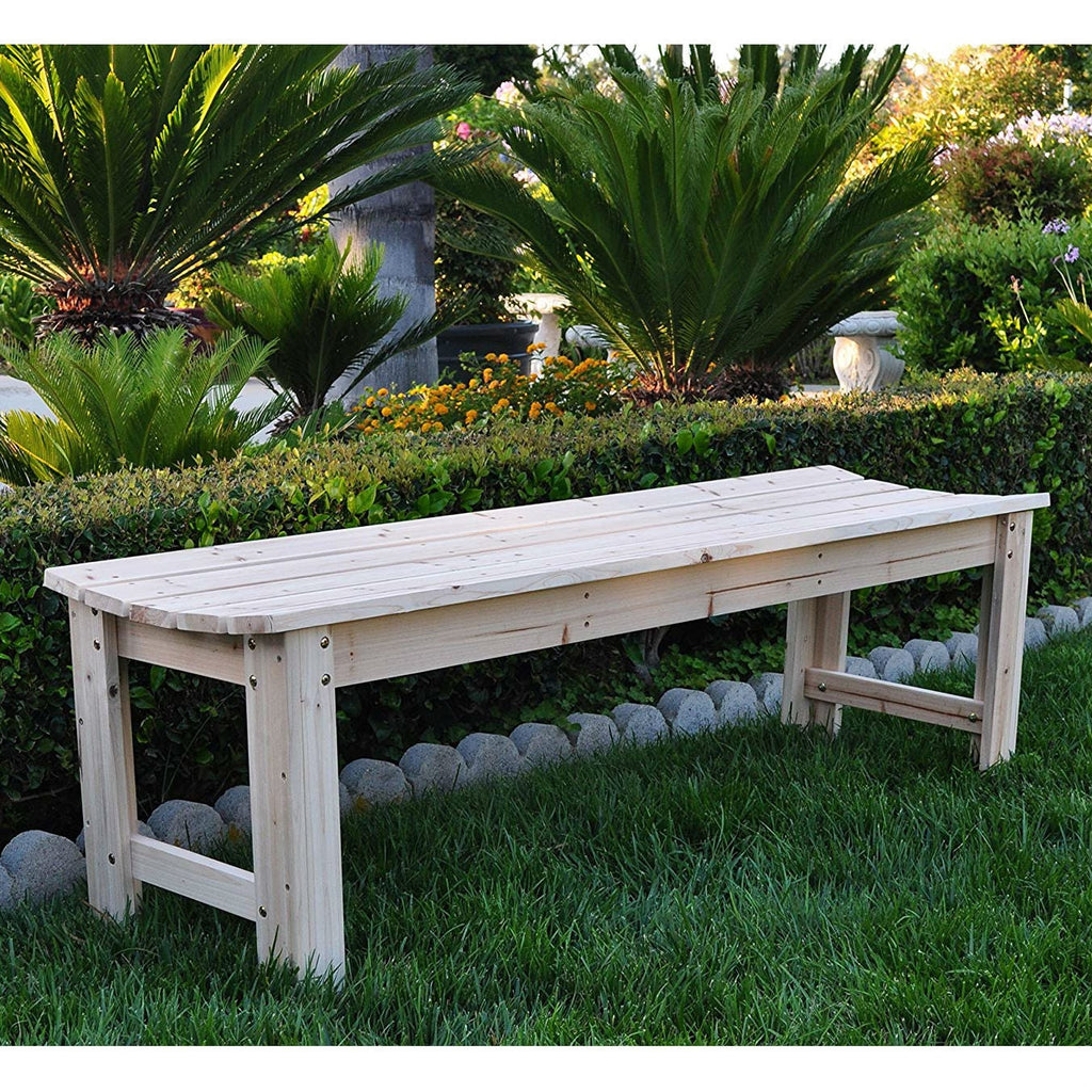 5-Ft Backless Garden Bench in Natural Yellow Cedar Wood - Deals Kiosk