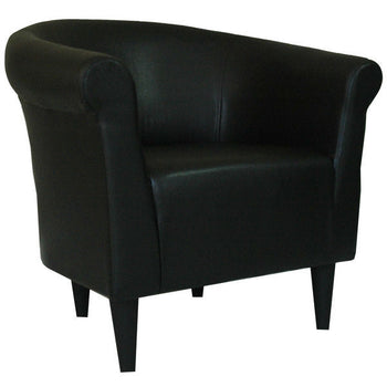 Contemporary Classic Black Faux Leather Upholstered Club Chair - Deals Kiosk