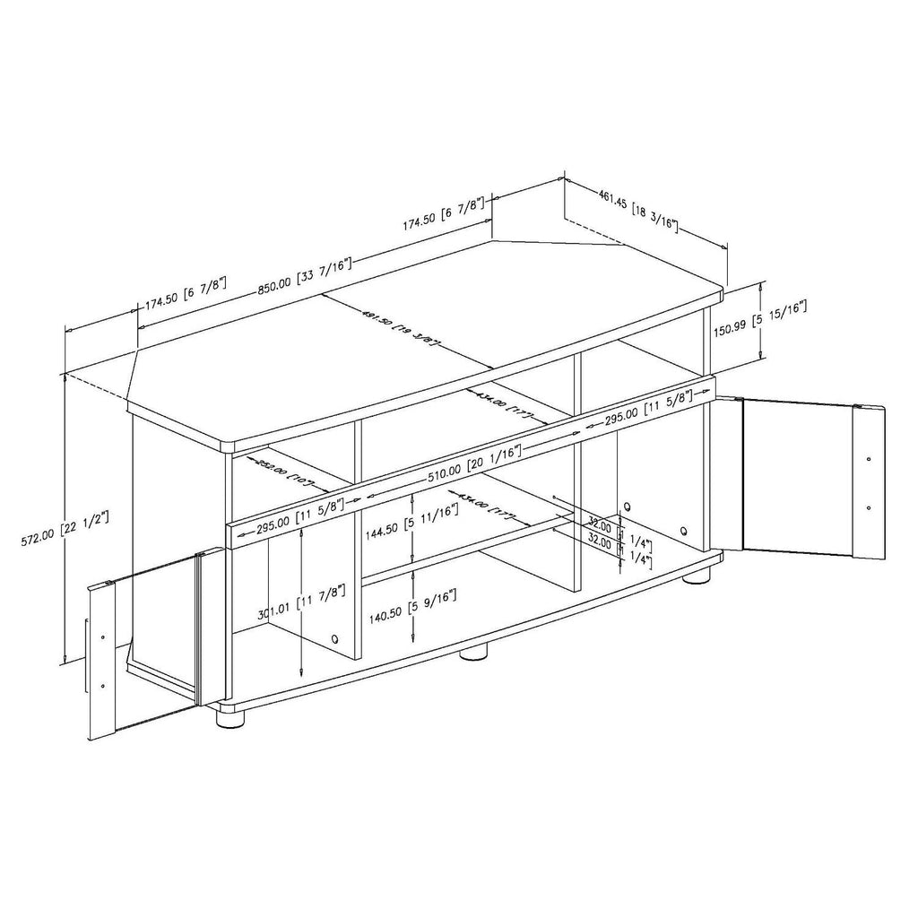 Black Corner TV Stand with Frosted Glass Doors - Deals Kiosk