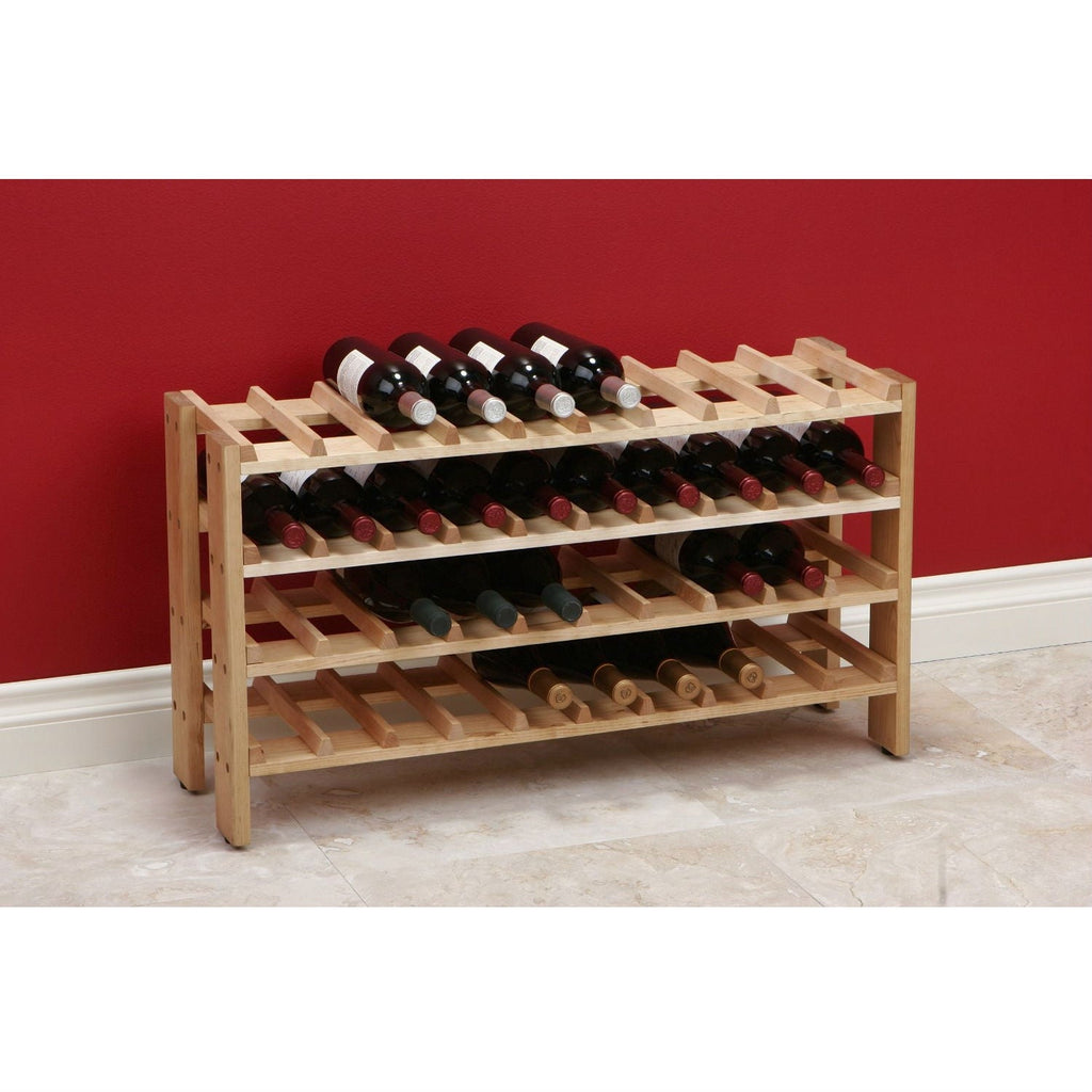 4-Shelf 40-Bottle Wine Rack in Solid Birchwood - Deals Kiosk
