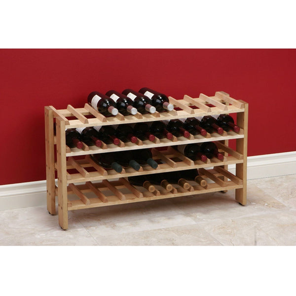 4-Shelf 40-Bottle Wine Rack in Solid Birchwood - Deals Kiosk