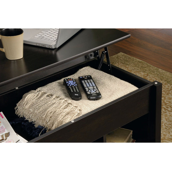 Black Wood Finish Lift-Top Coffee Table with Bottom Storage Space - Deals Kiosk