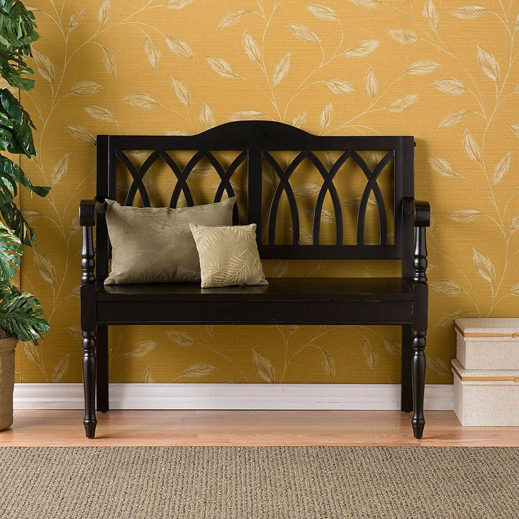 Indoor Accent Bench in Antique Black Wood Finish - Deals Kiosk