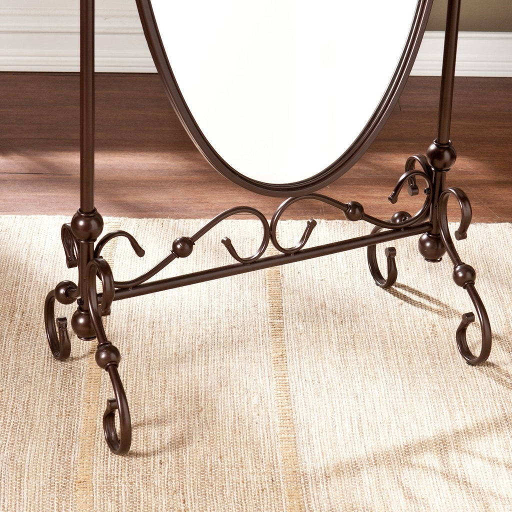 Antique Bronze Finish Metal Cheval Floor Mirror - Deals Kiosk