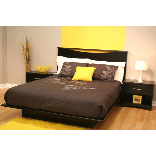 Full size Contemporary Platform Bed in Black Finish - Deals Kiosk