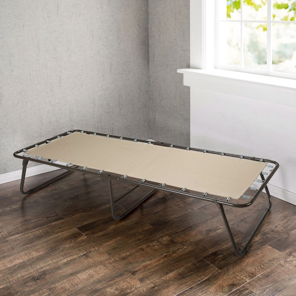 Folding Black Metal Guest Bed Frame with Mattress 31 x 75 inch - Deals Kiosk