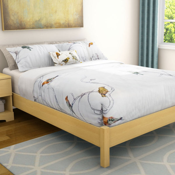 Full size Contemporary Platform Bed in Natural Maple Finish - Deals Kiosk