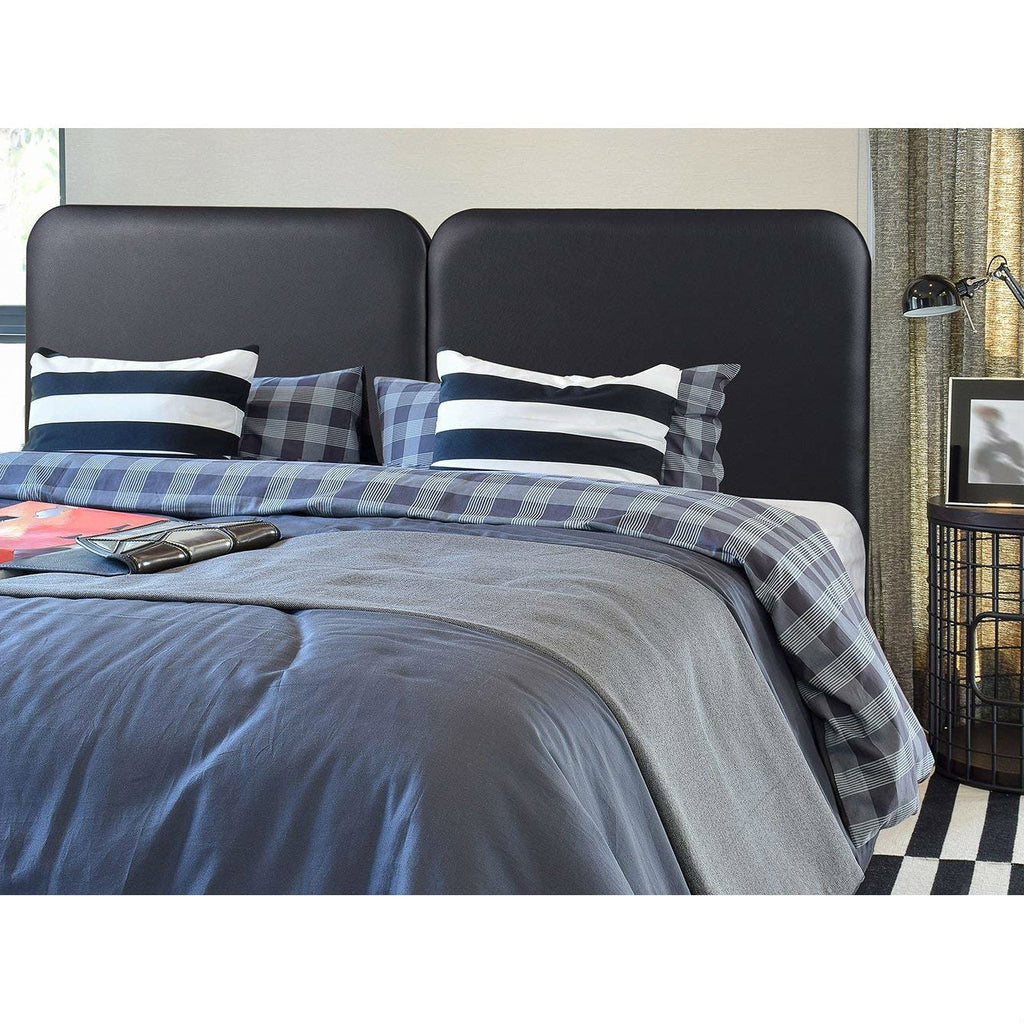 Full size Memory Foam Padded Steel Frame Black Faux Leather Headboard - Deals Kiosk