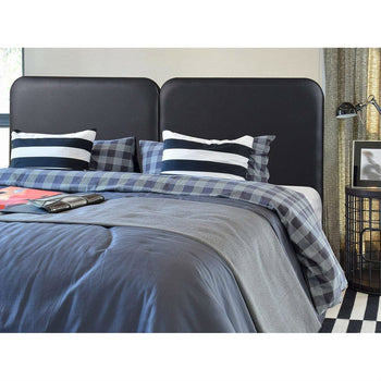 Full size Memory Foam Padded Steel Frame Black Faux Leather Headboard - Deals Kiosk