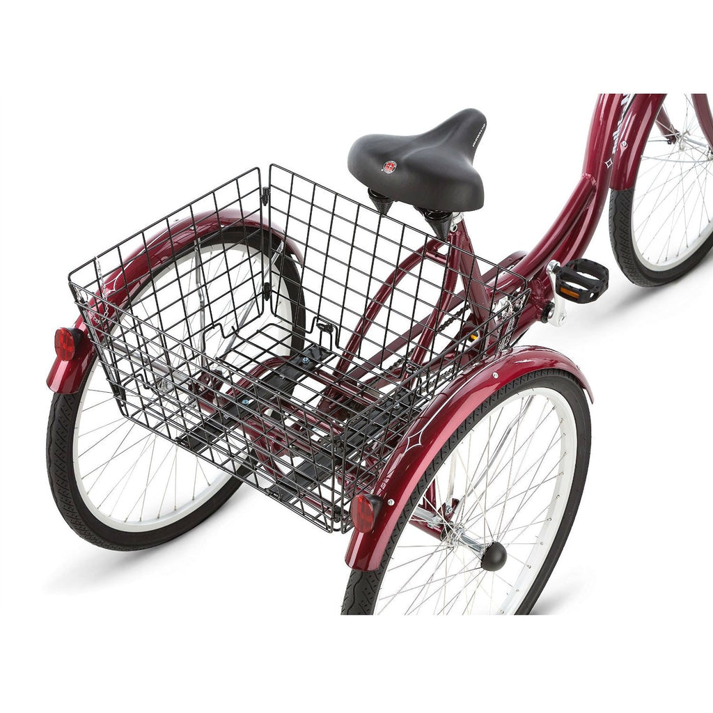 Black Cherry Single Speed Adult 3-Wheel Cruiser Bike Tricycle with Basket - Deals Kiosk