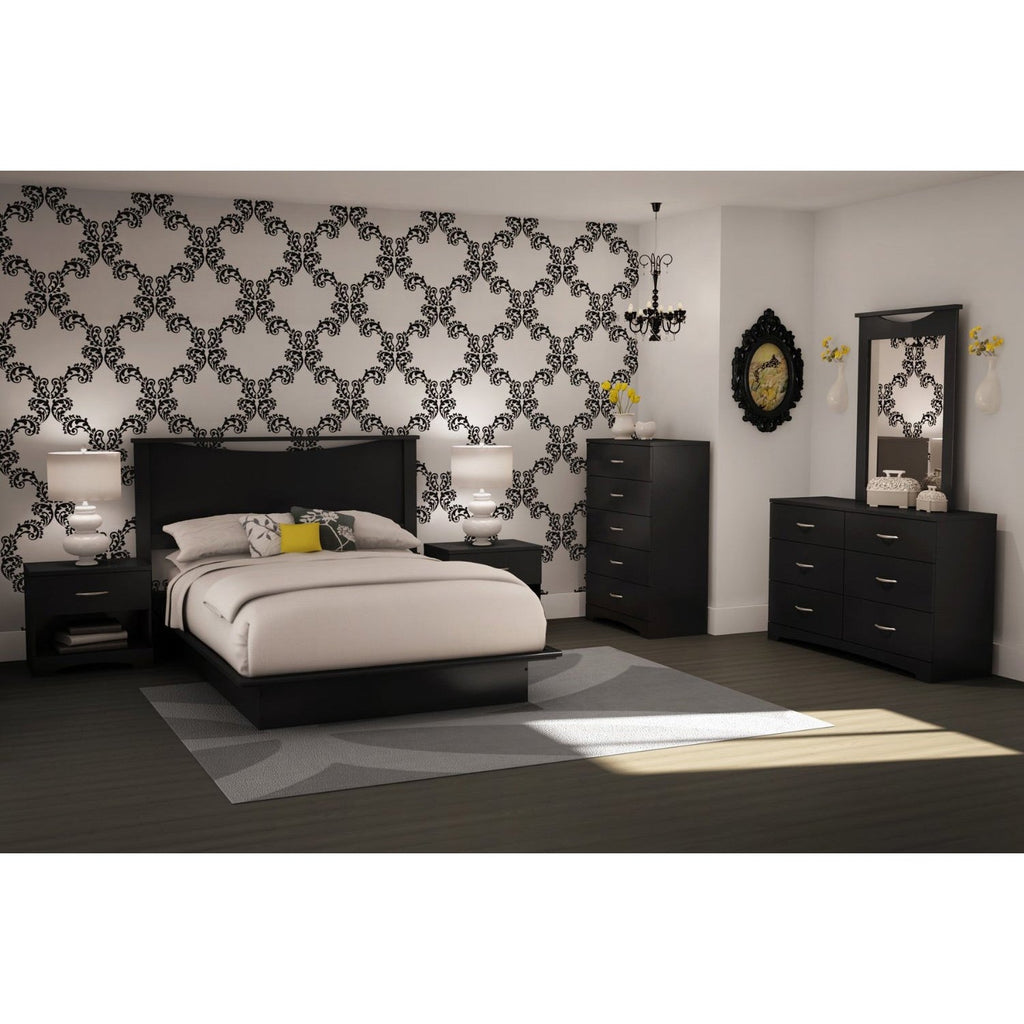6-Drawer Dresser for Contemporary Bedroom in Black Finish - Deals Kiosk