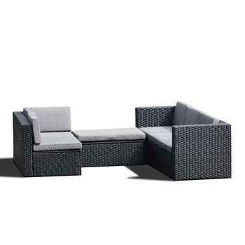 Black Wicker Resin 4-Piece Outdoor Patio Furniture Set - Deals Kiosk