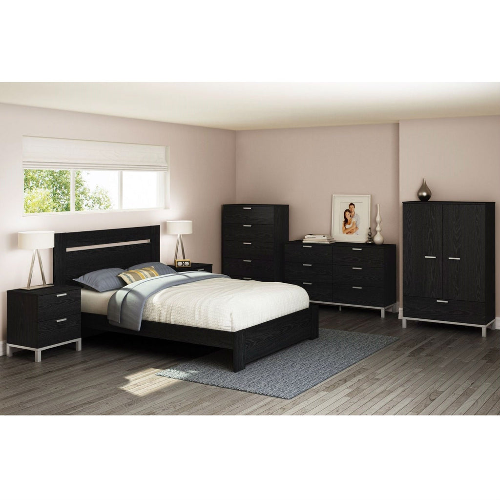 Full / Queen size Contemporary Headboard in Black Oak Finish - Deals Kiosk