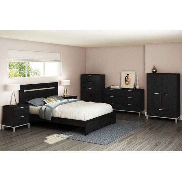 Full / Queen size Contemporary Headboard in Black Oak Finish - Deals Kiosk