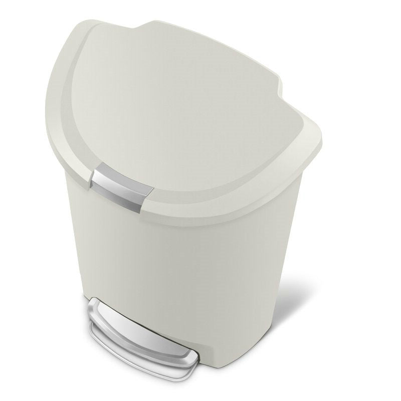 Heavy Duty 13-Gallon Kitchen Trash Can with Step Open Lid in Beige Stone - Deals Kiosk