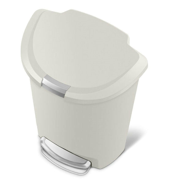 Heavy Duty 13-Gallon Kitchen Trash Can with Step Open Lid in Beige Stone - Deals Kiosk