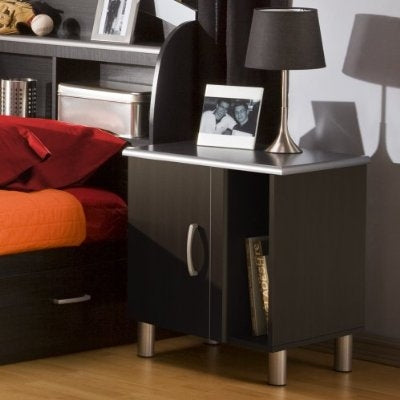 Black Onyx Nightstand with 1 Door & 1 Adjustable Shelf - Deals Kiosk