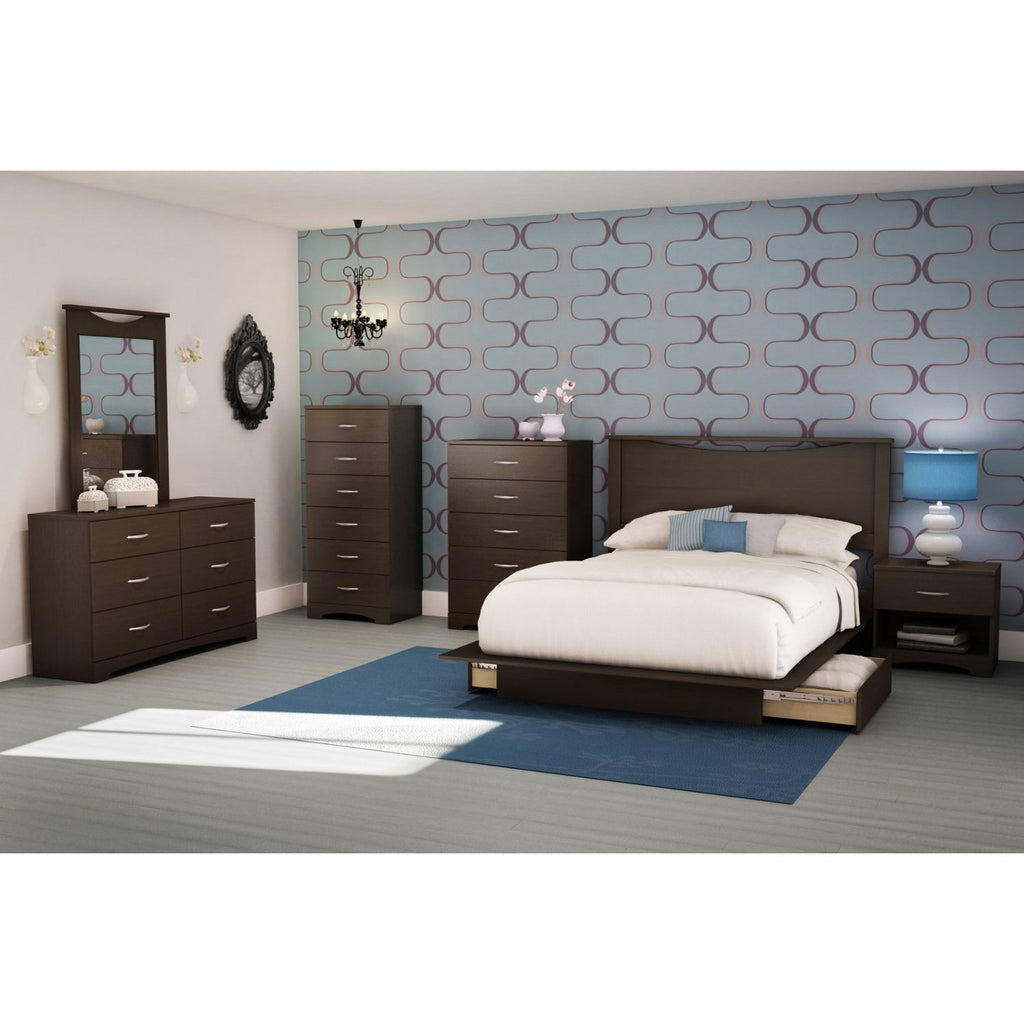Modern 6-Drawer Bedroom Dresser in Chocolate Wood Finish - Deals Kiosk