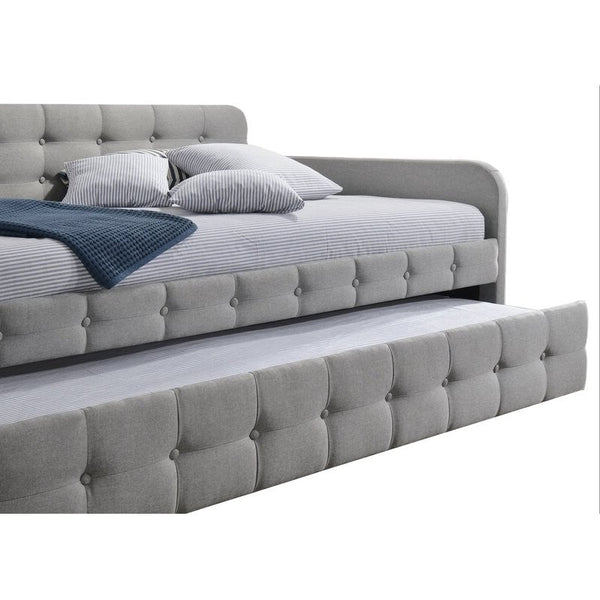Gray Tufted Polyester Linen Twin Daybed with Trundle - Deals Kiosk