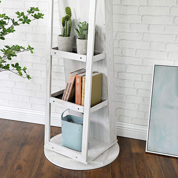 360 Degree Swivel White Wash Full Length Mirror Locking Jewelry Armoire - Deals Kiosk