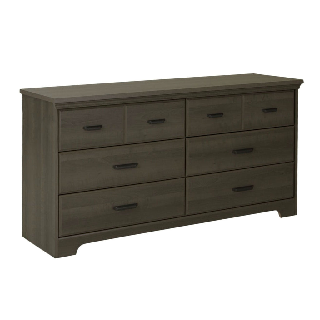 Bedroom 6-Drawer Double Dresser Wardrobe Cabinet in Grey Maple Finish - Deals Kiosk