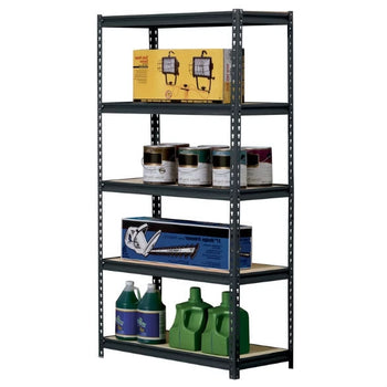 Heavy Duty 5-Shelf Riveted Steel Storage Rack Shelving Unit in Black - Deals Kiosk