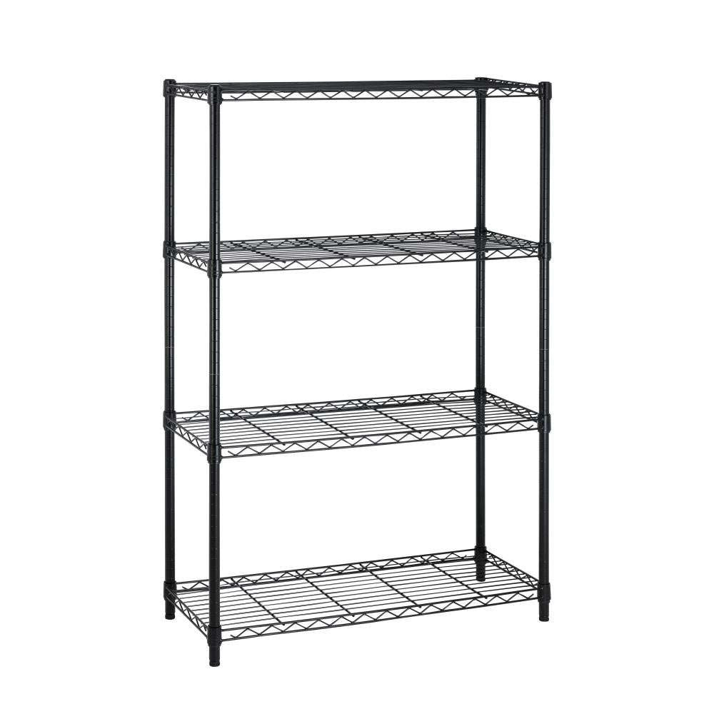 Heavy Duty 4-Shelf Metal Shelving Unit in Black Steel Finish - Deals Kiosk