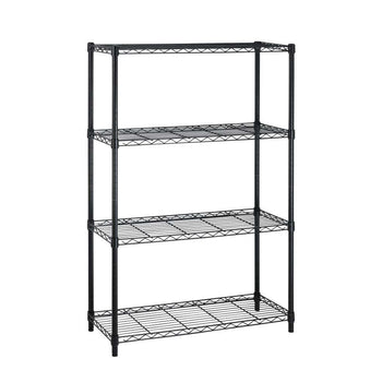 Heavy Duty 4-Shelf Metal Shelving Unit in Black Steel Finish - Deals Kiosk