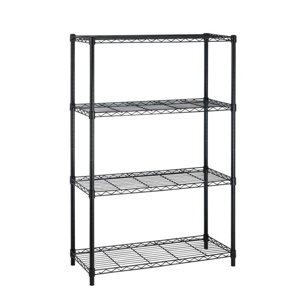 Heavy Duty 4-Shelf Metal Shelving Unit in Black Steel Finish - Deals Kiosk