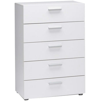 Contemporary 5-Drawer Bedroom Storage Dresser Chest in White