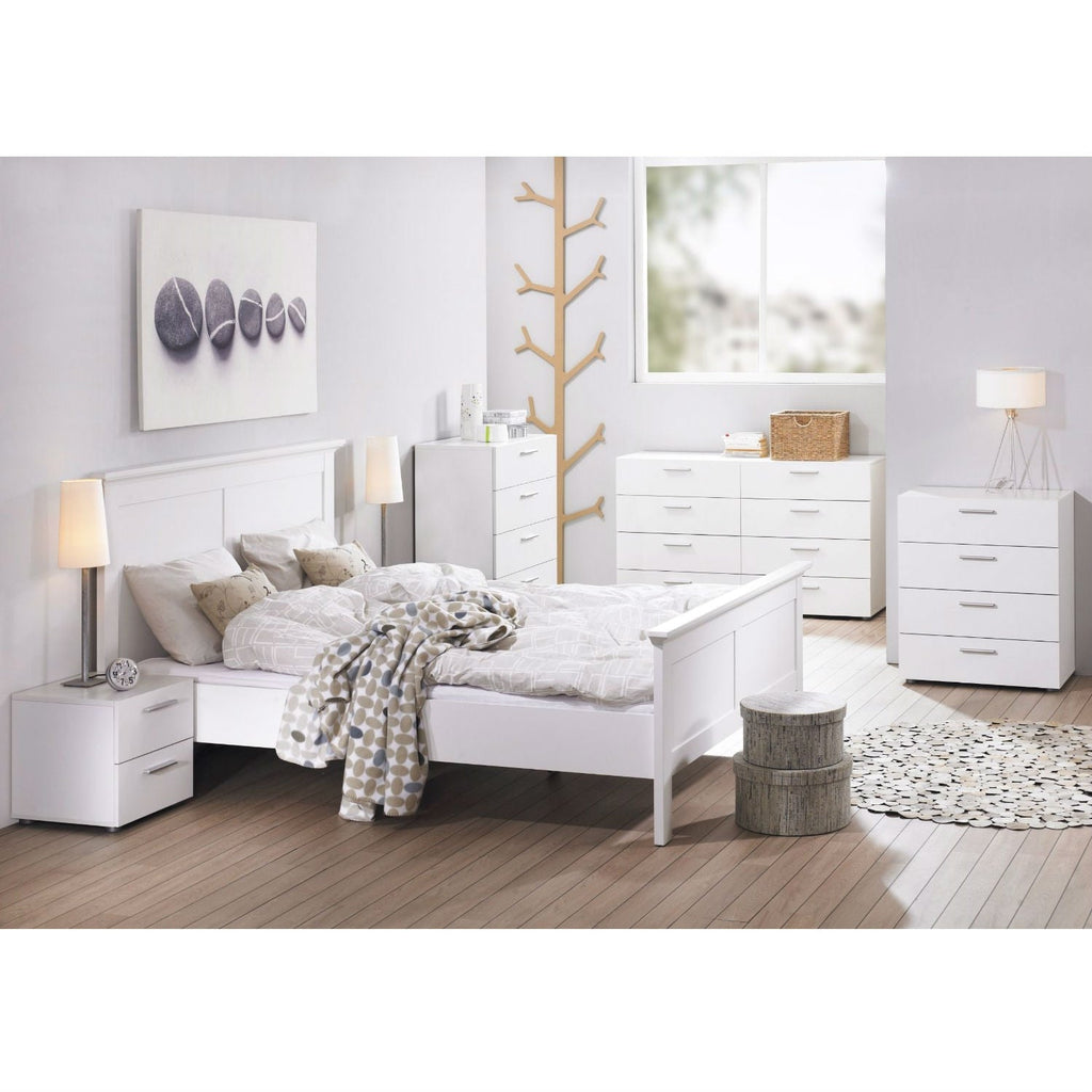 Contemporary 5-Drawer Bedroom Storage Dresser Chest in White - Deals Kiosk