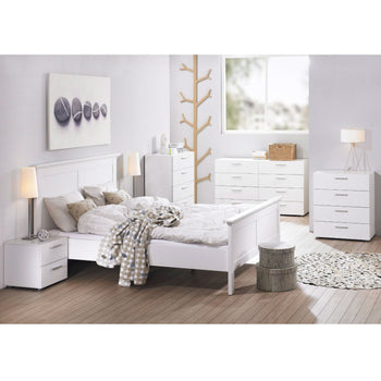 Contemporary 5-Drawer Bedroom Storage Dresser Chest in White - Deals Kiosk