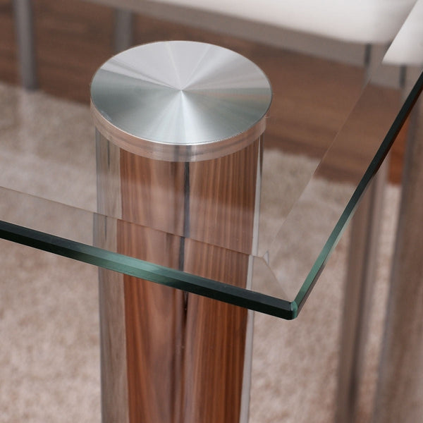 5 Piece Silver White Tempered Glass Top Dining Table Set with Chairs - Deals Kiosk